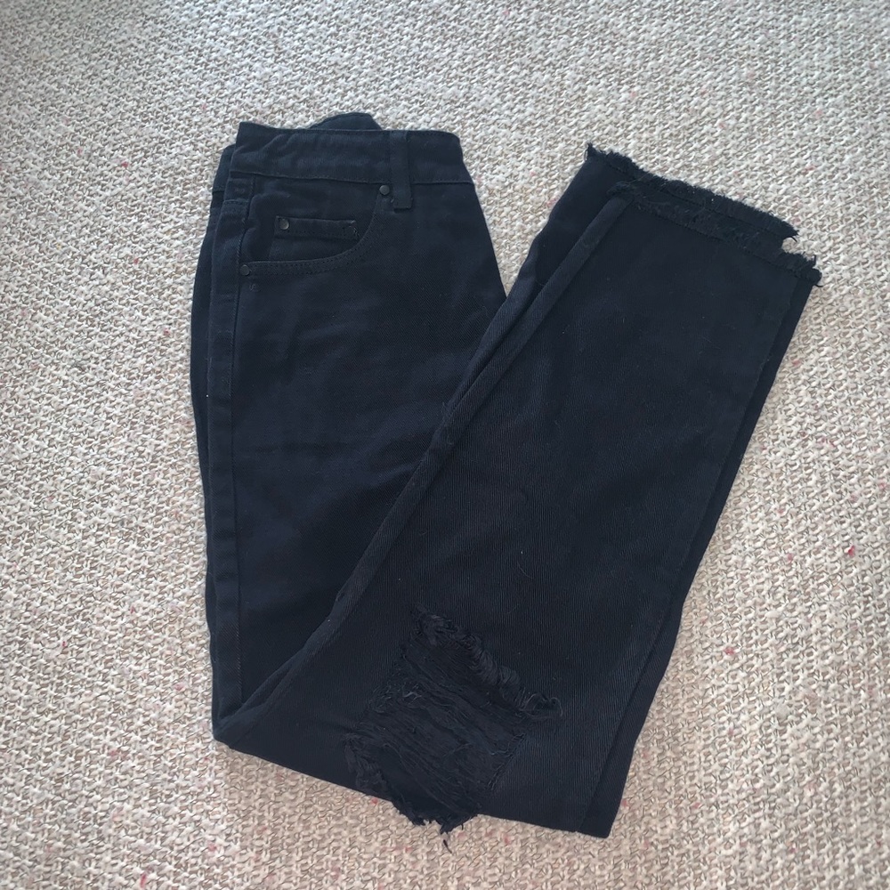 TOBI Navy Distressed Mom Jean